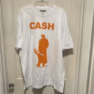 Johnny Cash White and Orange Graphic Short Sleeve Tee 2x Brand New Without Tag